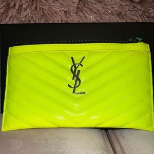 Authentic, NEW with tags & receipt Neon yellow YSL monogram bill pouch